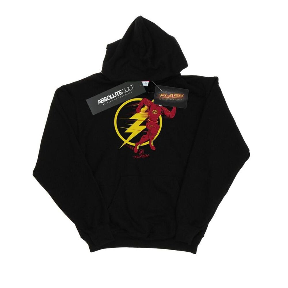 DC Comics Mens The Flash Running Emblem Hoodie / Black